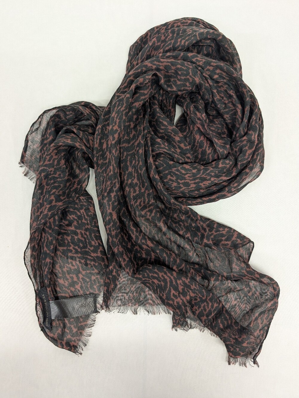 John Varvatos Mahogany Animal-Print Lightweight Scarf